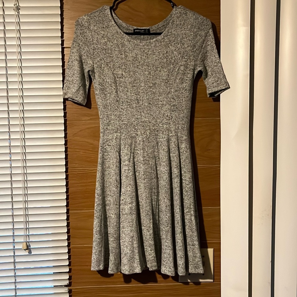 Grey soft material mid sleeve dress by Popular Basics, Size Small